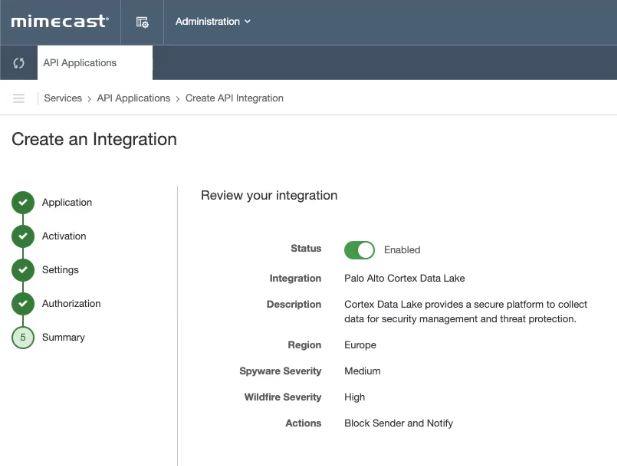 Palo Alto Cortex Integration Screenshot