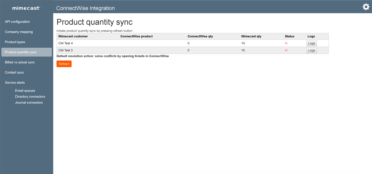 ConnectWise Product quantity sync